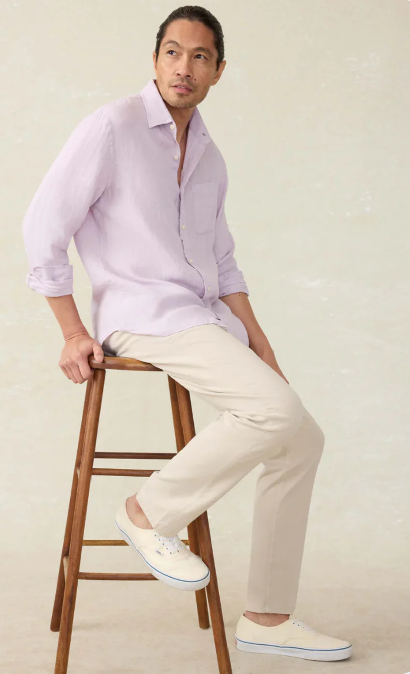 Faherty Men's Laguna Linen Shirt in Wisteria